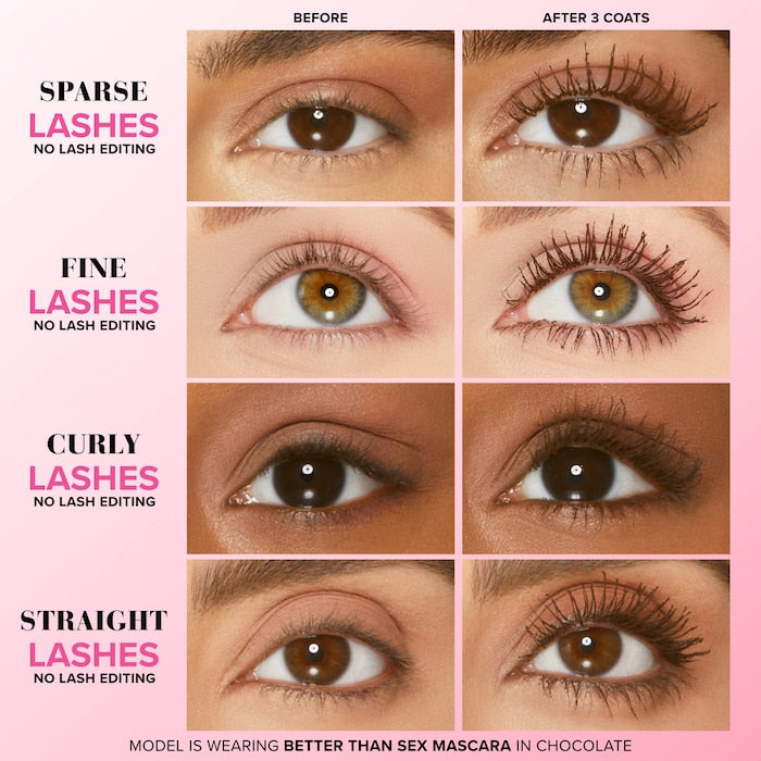 Too faced Better Than Sex Volumizing Mascara Chocolate - מסקרה חומה טו פייסד
