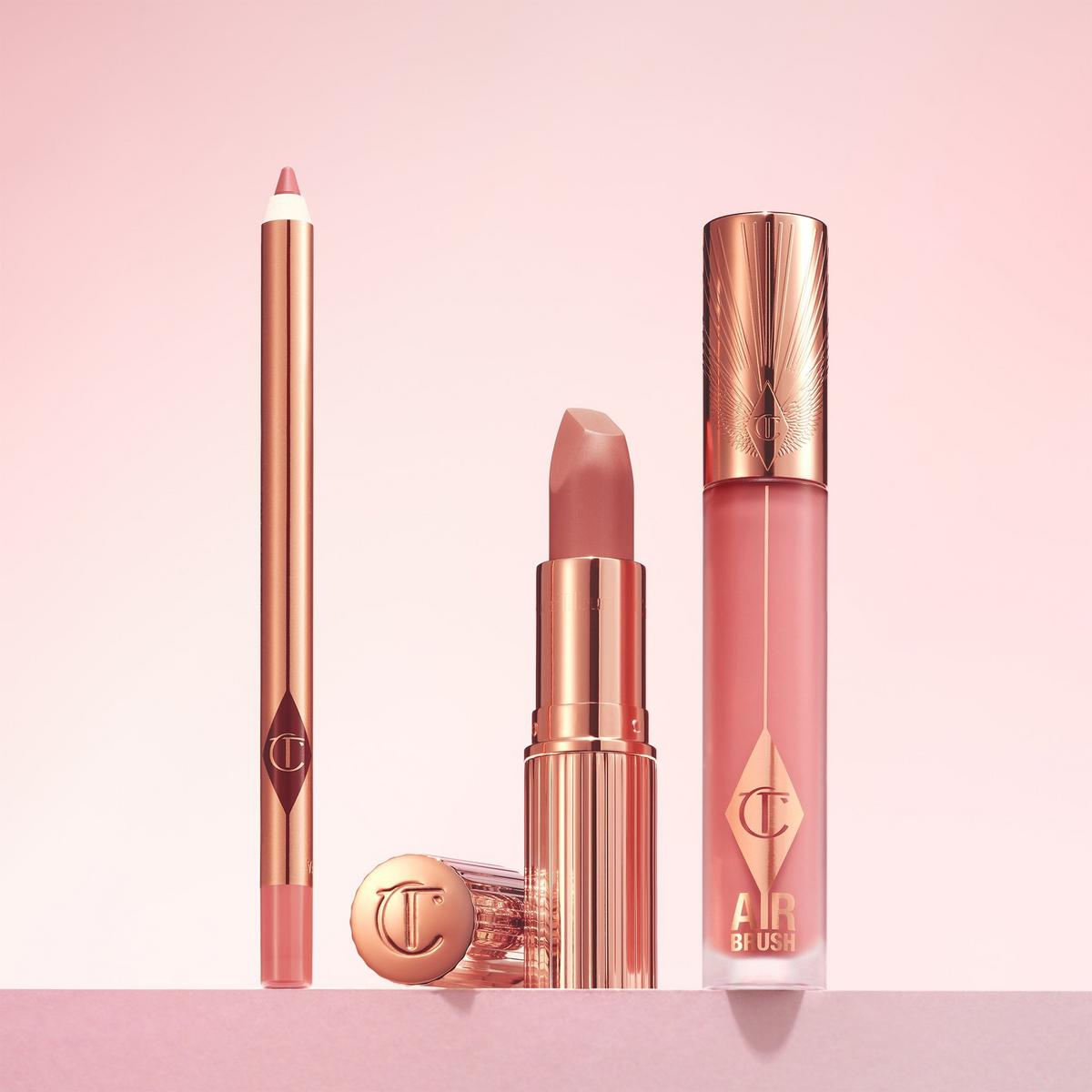 Charlotte Tilbury Pillow Talk Lip Kit - קיט שפתיים מוצרים בגודל מלא שרלוט טילבורי