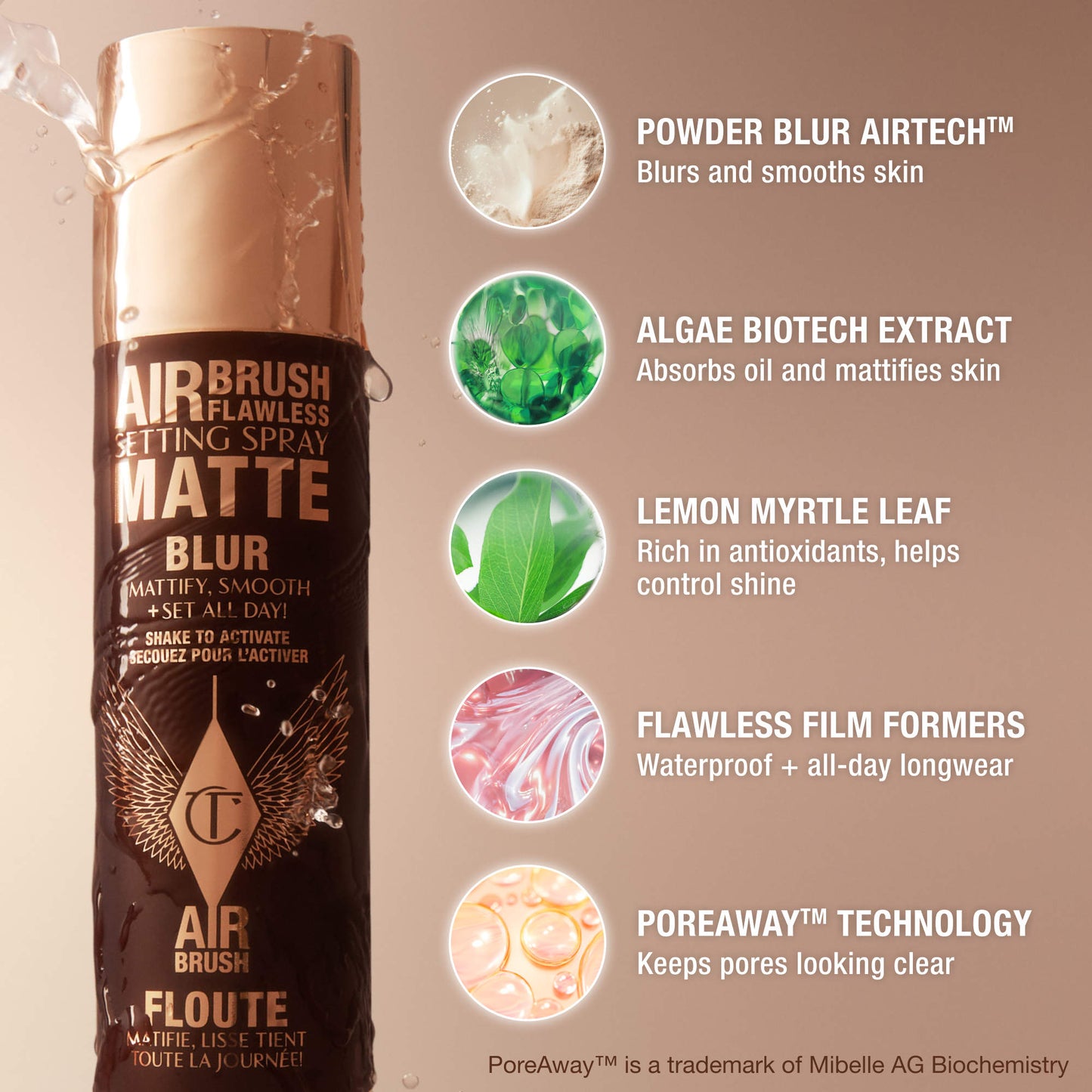 Charlotte Tilbury Airbrush Flawless Matte Blurring & Waterproof Setting Spray - ספריי מקבע בגימור מט שרלוט טילבורי