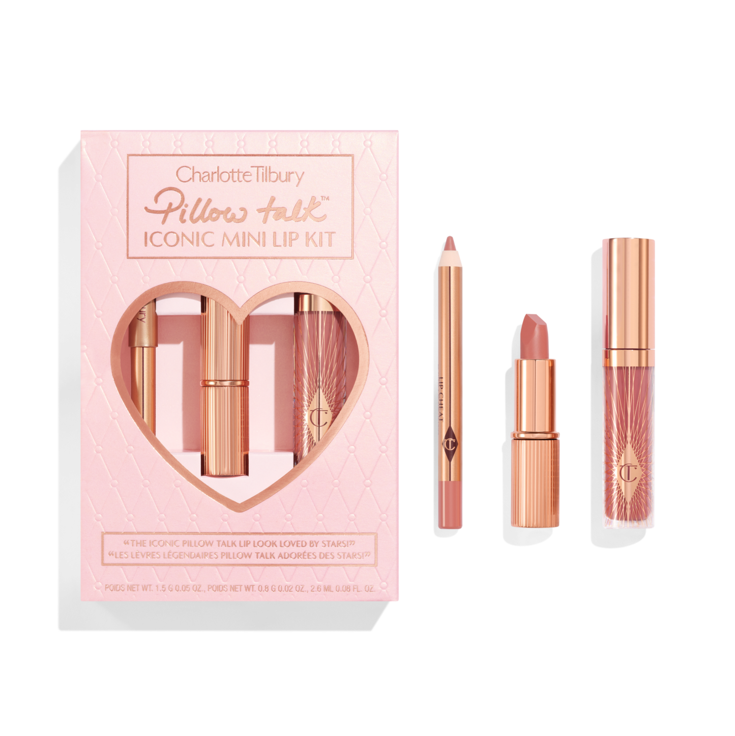 Charlotte Tilbury Pillow Talk Iconic Mini Lip Kit - קיט לשפתיים מוקטנים שרלוט טילבורי
