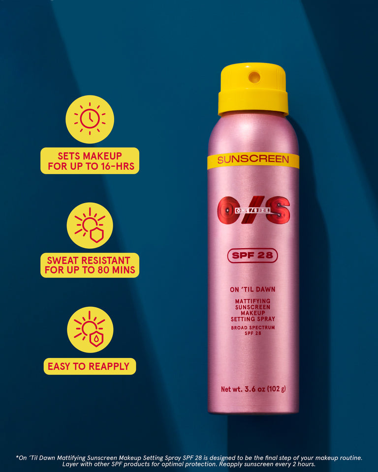 One Size On ‘Til Dawn Mattifying Sunscreen Makeup Setting Spray Spf 28 - ספריי מקבע של וואן סייז עם הגנה מהשמש