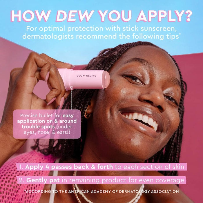 Glow Recipe Watermelon Glow Niacinamide Dew Balm Face Sunscreen Stick- סטיק קרם הגנה שקוף גלואו רספי