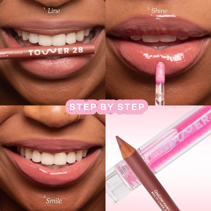 Tower28 Line + Shine Lip Pencil and Lip Gloss Gift Set - מארז תוחם וגלוס בגודל מלא טאוור28
