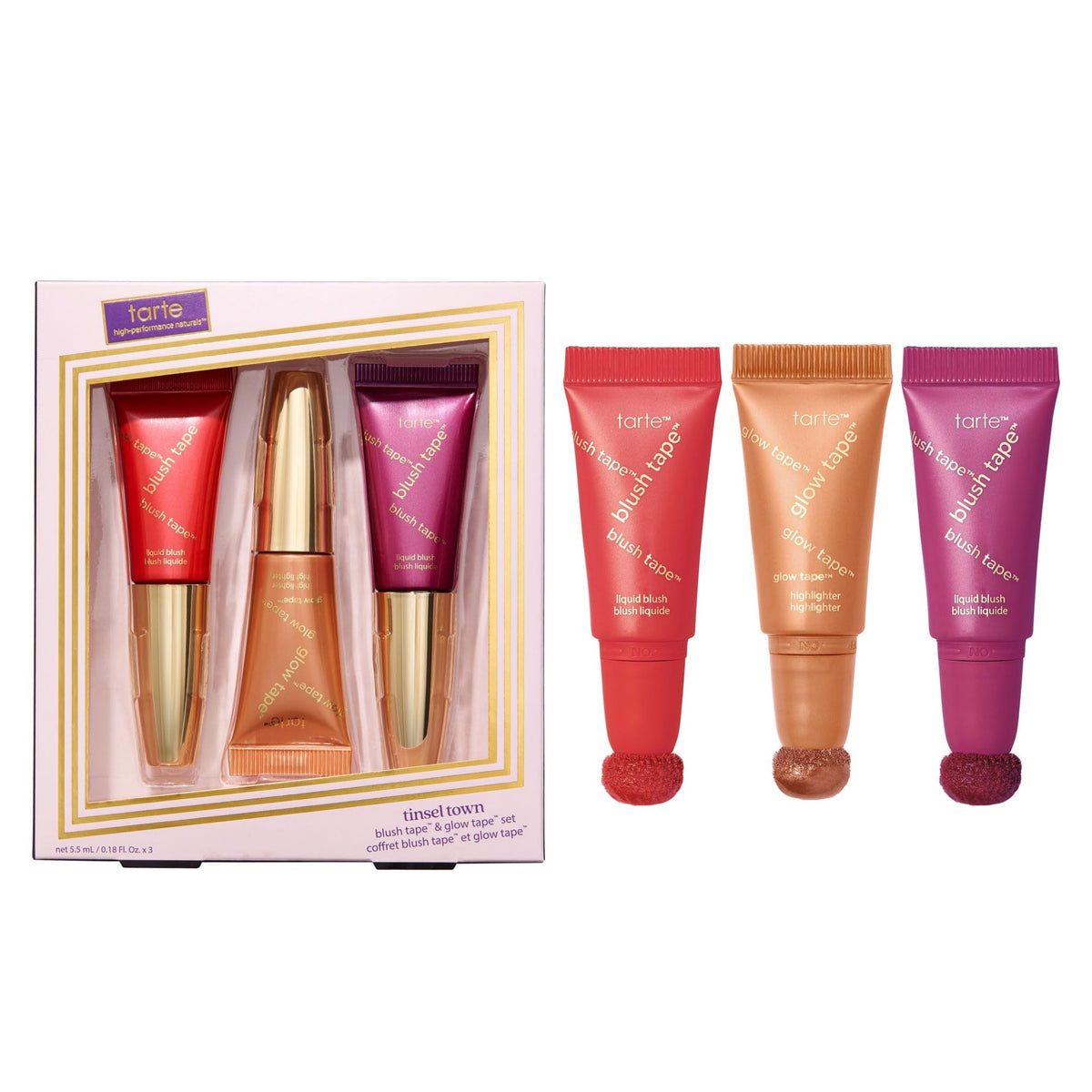 Tarte Tinsel Town Blush Tape & Glow Set - סט סמקים והייליטר מוקטנים טארט - החנות שמוכרת את מוצרי ספורה בארץ