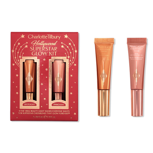 Charlotte's Hollywood Superstar Glow Kit - מארז הייליטר & סומק מוקטנים שרלוט טילבורי - החנות שמוכרת את מוצרי ספורה בארץ