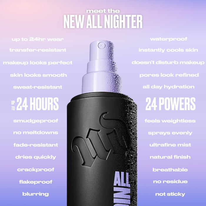 Urban Decay New All Nighter Waterproof Natural Finish Setting Spray with 24HR Wear - ספריי מקבע אורבן דיקיי הגרסא החדשה