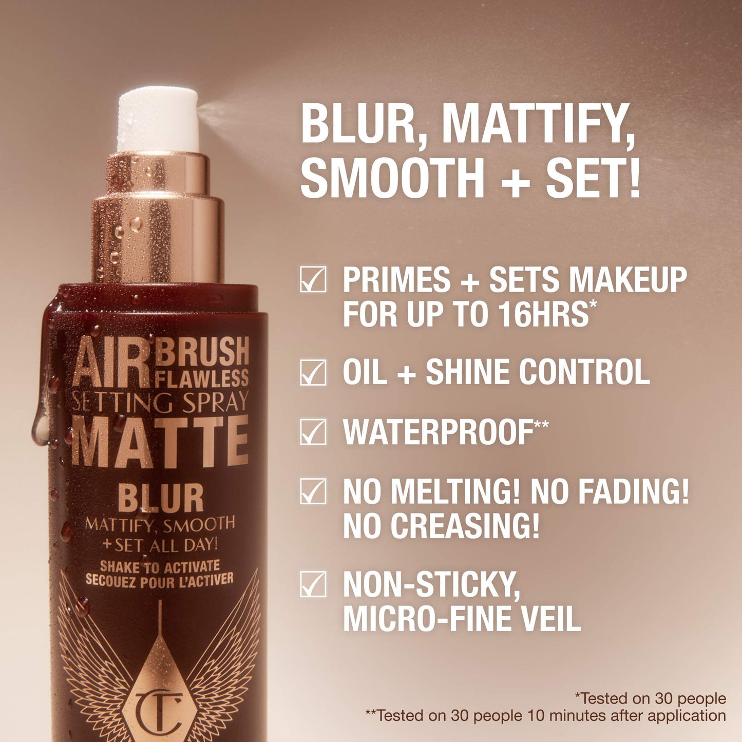 Charlotte Tilbury Airbrush Flawless Matte Blurring & Waterproof Setting Spray - ספריי מקבע בגימור מט שרלוט טילבורי