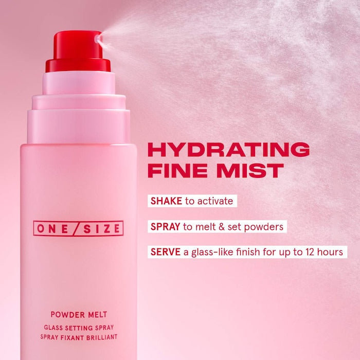 One/Size Powder Melt Glass Setting Spray - ספריי מקבע בגימור זוהר