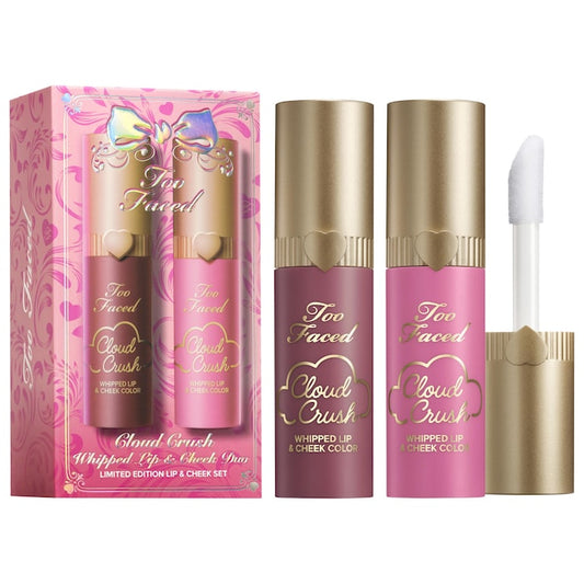 Too Faced Cloud Crush Whipped Lip & Cheek Duo Makeup Gift Set - סט סמקים נוזליים בגודל מלא טו פייסד